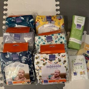 Reusable miosolo All-in-One Diapers Set - Favorite Patterns; New in box!